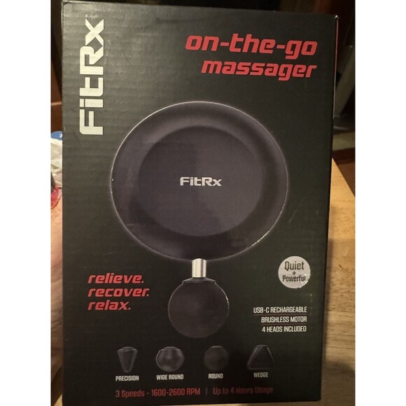 FitRx On The Go Massager  USB-C Rechargeable, Power Cord, Manual, Only 1 Head‎ - Picture 3 of 6